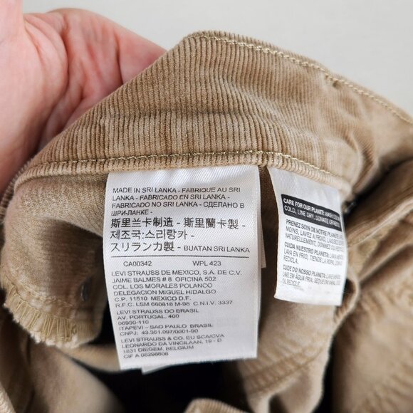 Levi's Surplus Skinny Low Rise White Tab Corduroy Pants Tan sz 27 - Picture 9 of 13